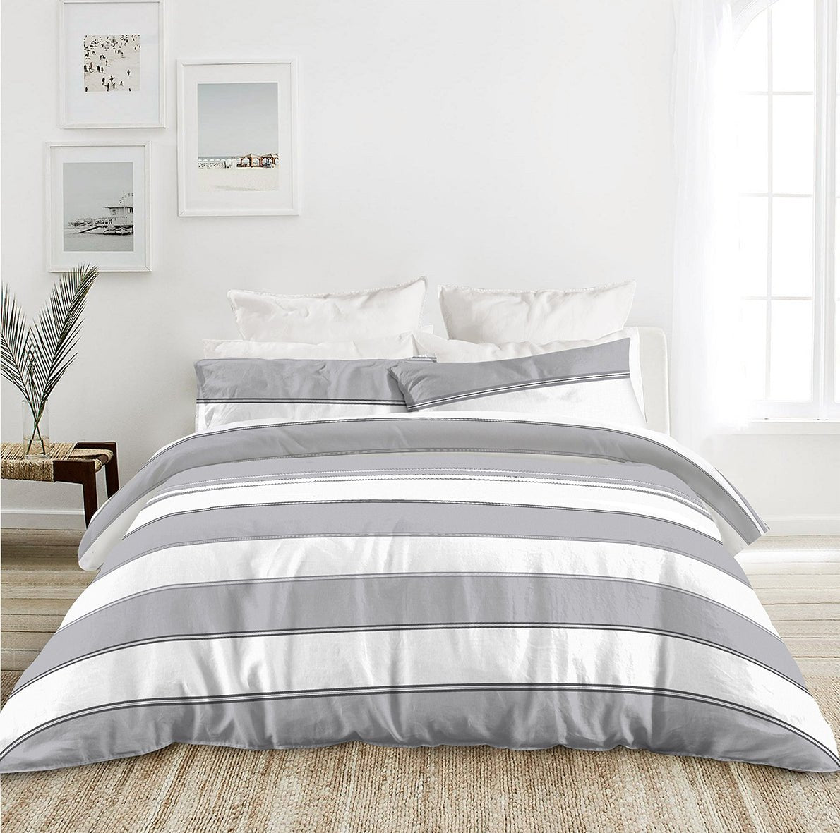 100% Cotton Plaid / Stripes (022132) - Bedset - Natural Home