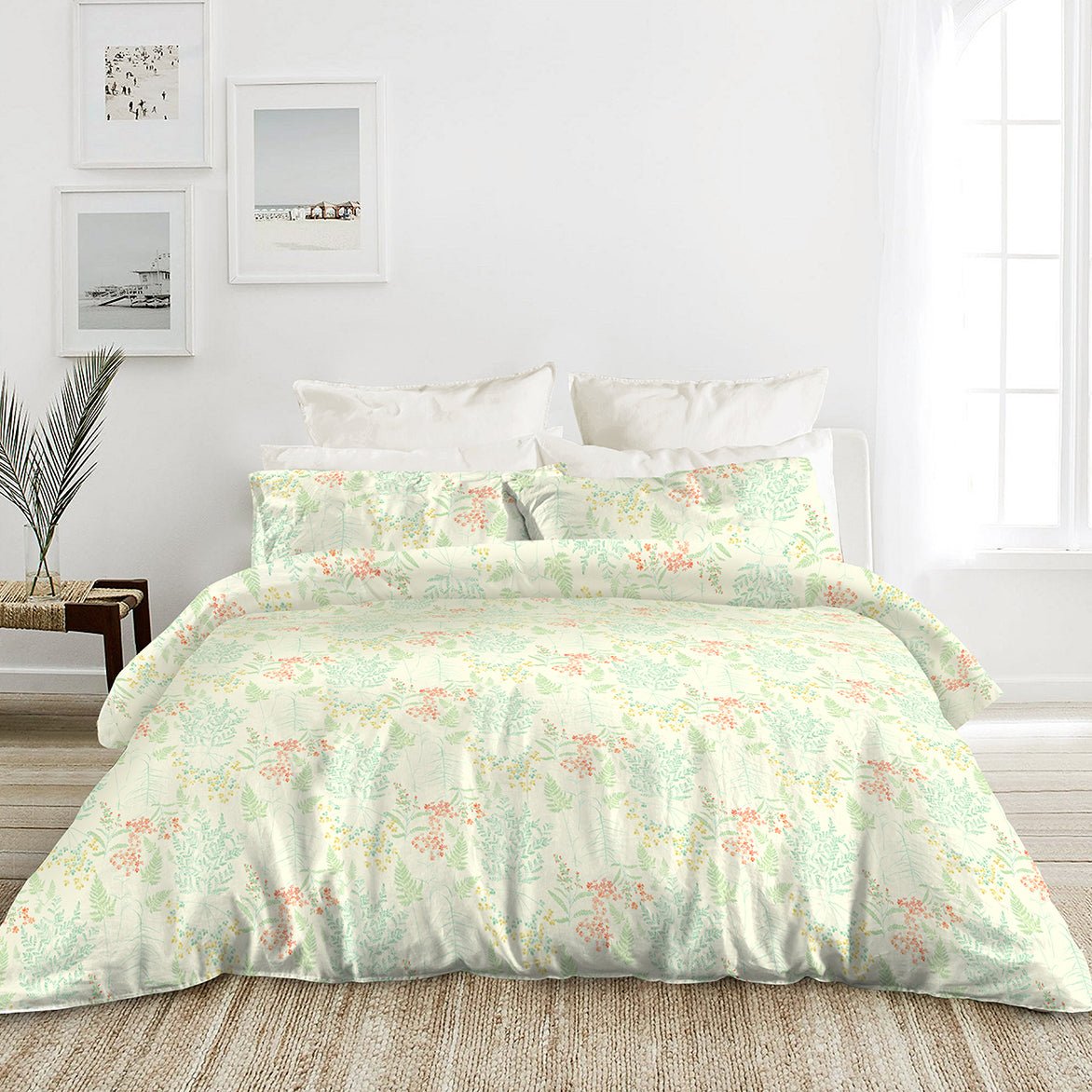 100% Cotton Printed Pattern (022131) - Bedset - Natural Home