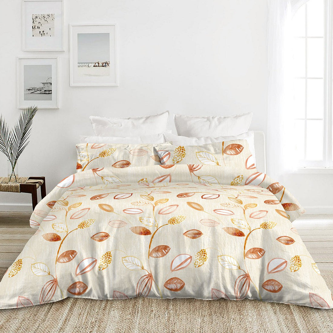 100% Cotton Printed Pattern (022135) - Bedset - Natural Home