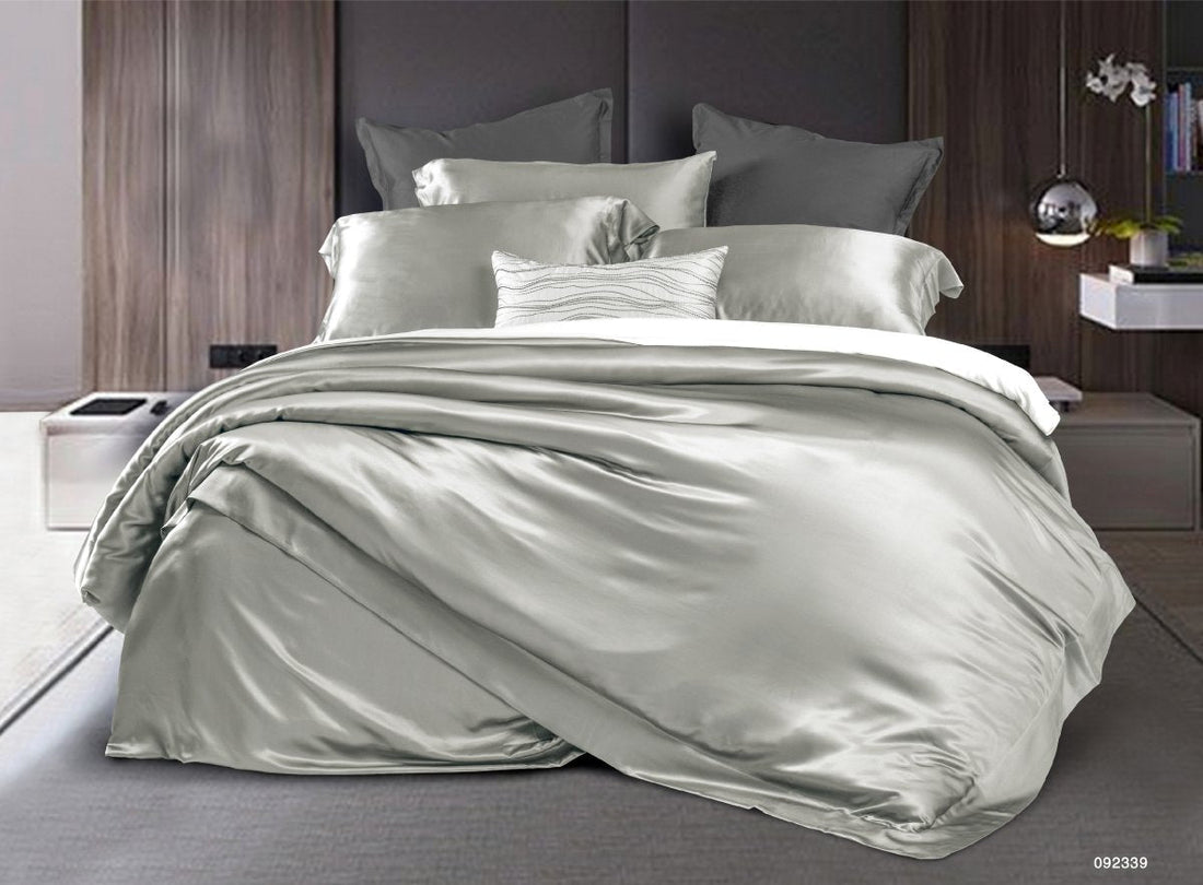 100% Mulberry Silk Bedding (092339) - Silver - Natural Home