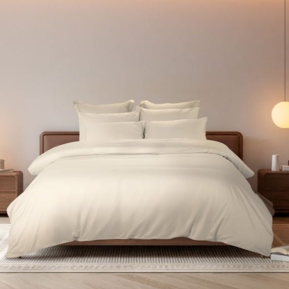 100% PIMA Cotton Sateen Plain Color Bedding Set - Beige (042500) - Natural Home