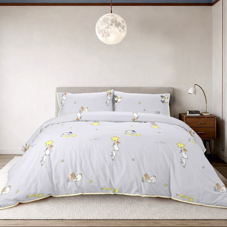 Cotton Bedding Set with Rabbit Cartoon Pattern