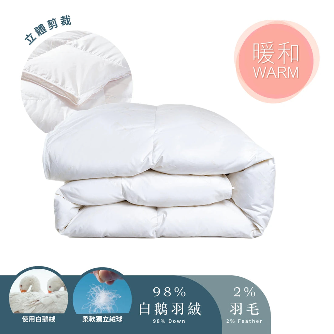 98% White Goose Down Comforter (DFQT8198) - Down Quilt - Natural Home