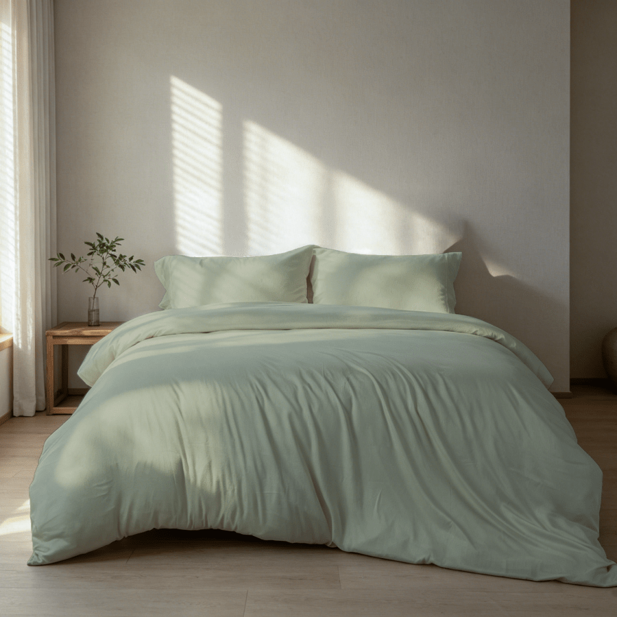 bamboo bedsheet in sage green
