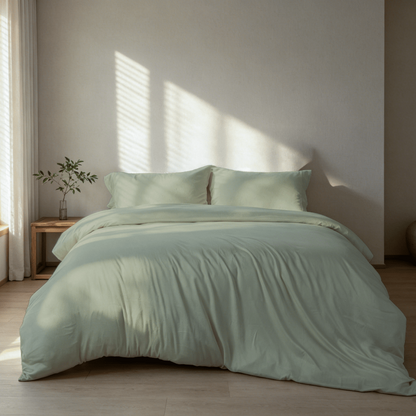 bamboo bedsheet in sage green