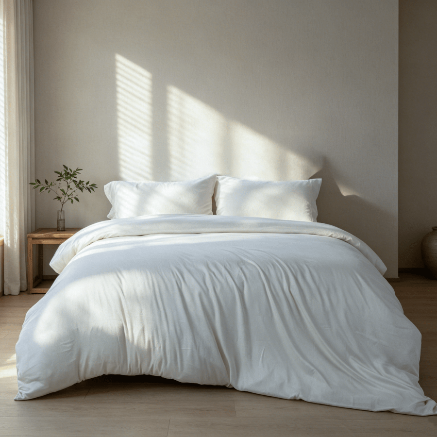 Bamboo bedsheet in white color