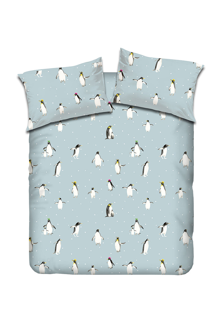Frattini 100% 純棉系列 印花圖案 (012124) - 枕袋床笠套裝 - 開心小企鵝