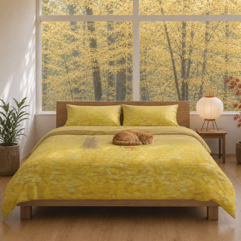 Wrinkle Clear Cotton Anti-mite Bedding (062335) - Ginkgo