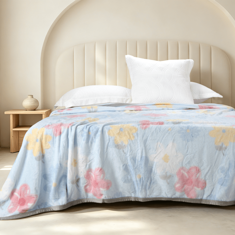fleece blanket in floral pattern