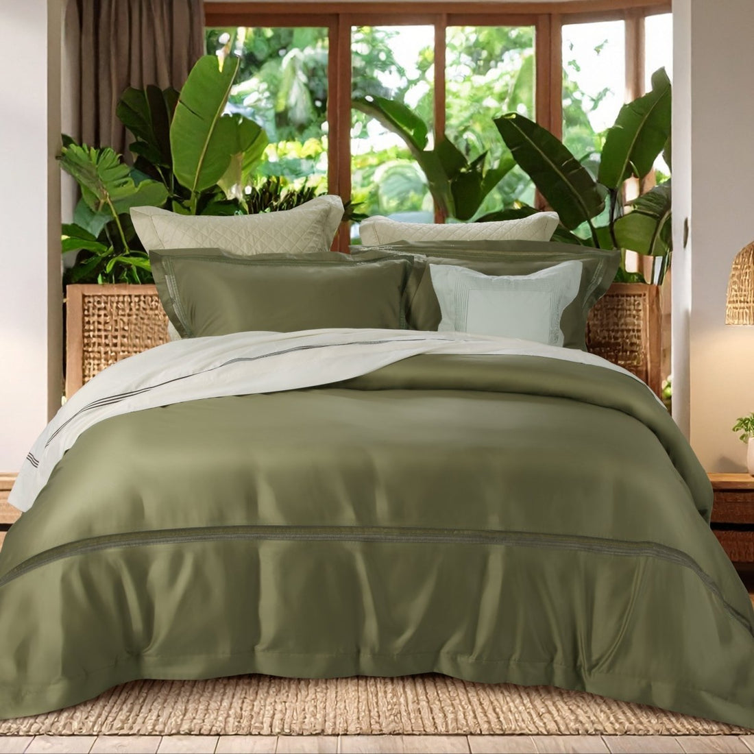 Deluxe Wrinkle Clear Anti - mite Bedding - Olive Green (292440) - Natural Home