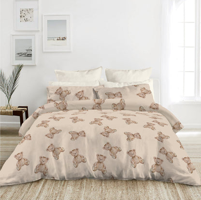 Frattini 100% Cotton Animal Pattern (012222) - Bedset - Teddy Bear - Natural Home