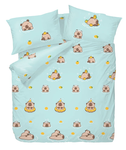 Frattini 100% Cotton Animal Pattern - Capybara in Hot Spring (012408) - Natural Home