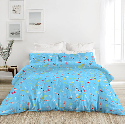 Frattini 100% Cotton Printed Pattern (012123) - Bedset - Ocean Park - Natural Home