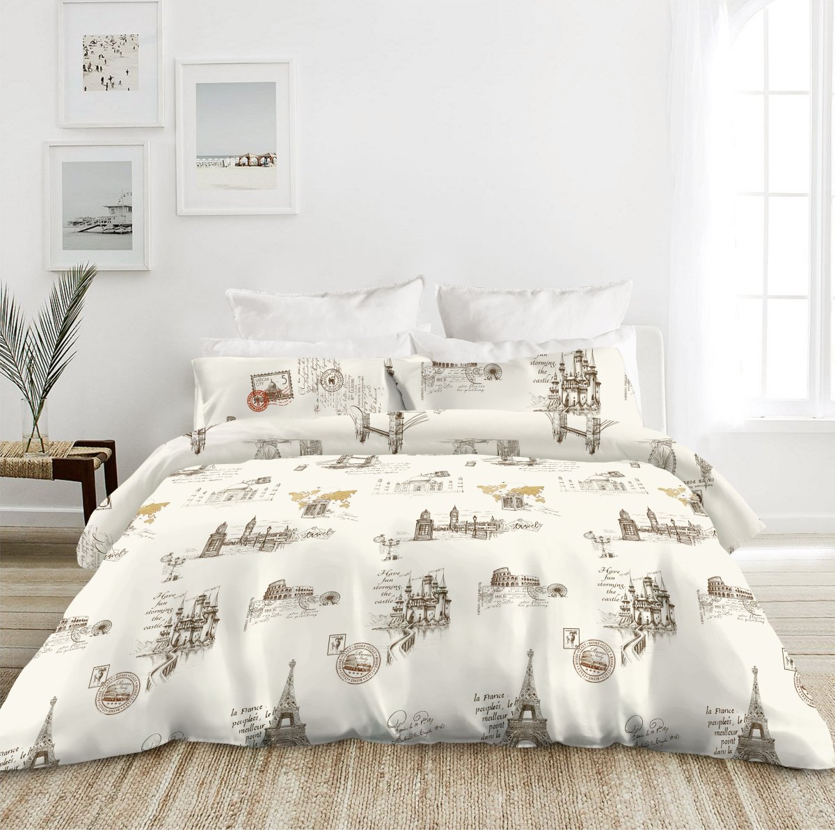 Frattini 100% Cotton Printed Pattern - Traveler (012412) - Natural Home