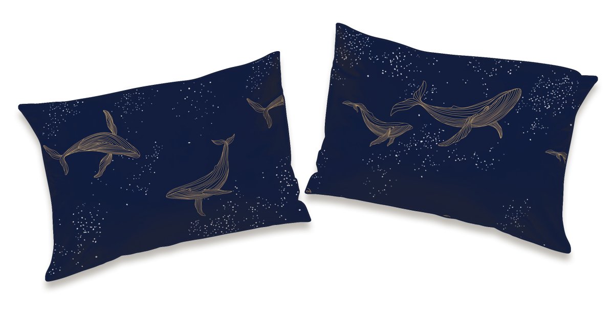 Pima Cotton Wrinkle Clear Anti - mite Bedding - Diving with Whales (232416) - Natural Home