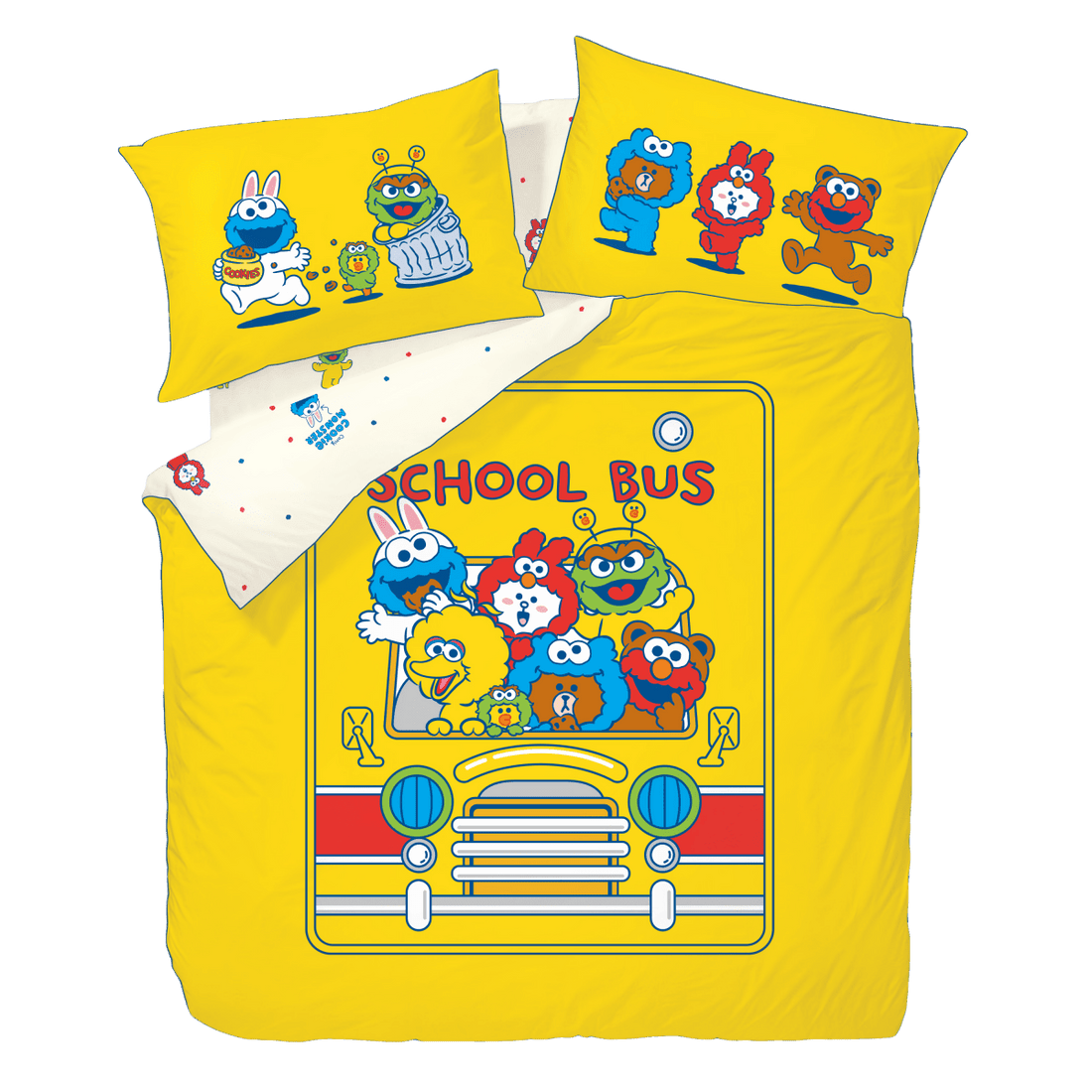 School Bus (BD01SL09) - Sesame Street x LINE FRIENDS Active Fresh Bedding Collection - Natural Home