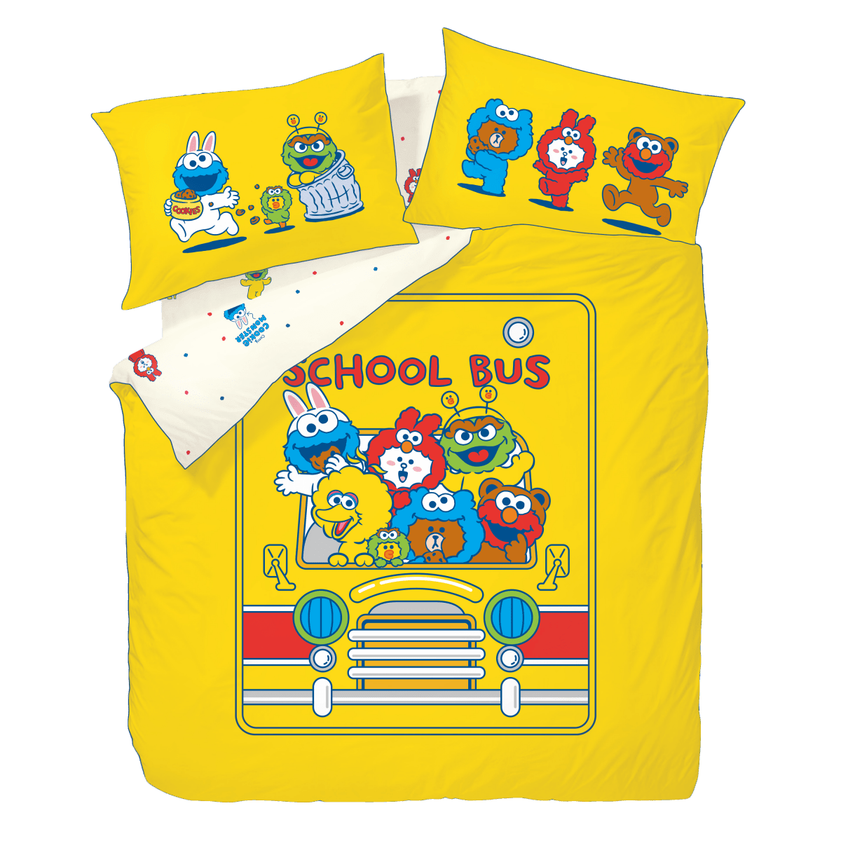 School Bus (BD01SL09) - Sesame Street x LINE FRIENDS Active Fresh Bedding Collection - Natural Home