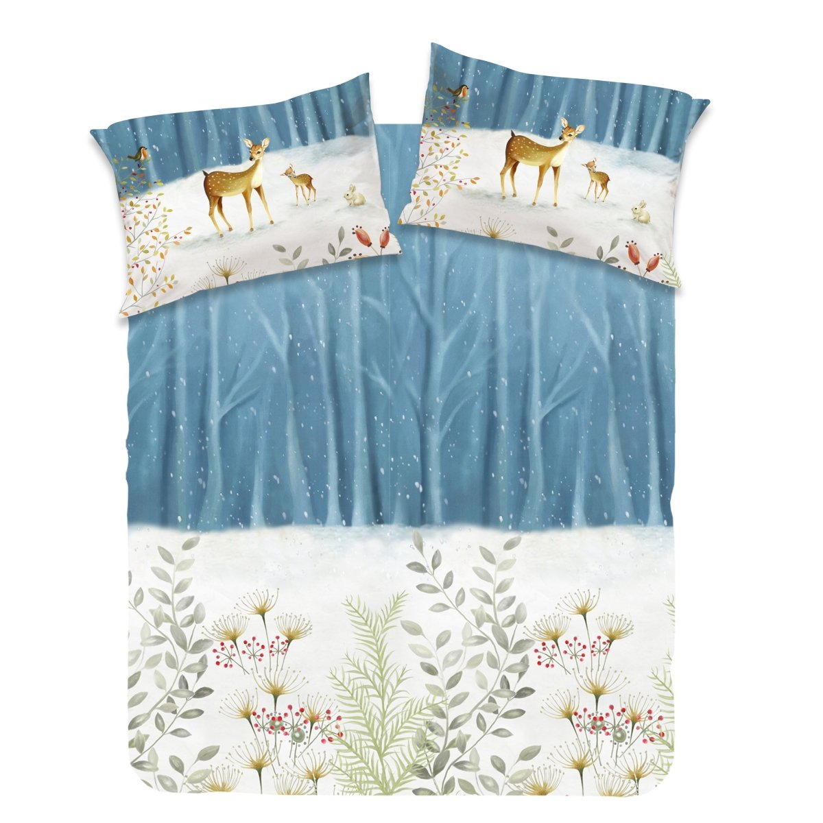 Wrinkle Clear Cotton Anti-mite Bedding (062167) - Fitted Sheet with Pillowcases - Natural Home