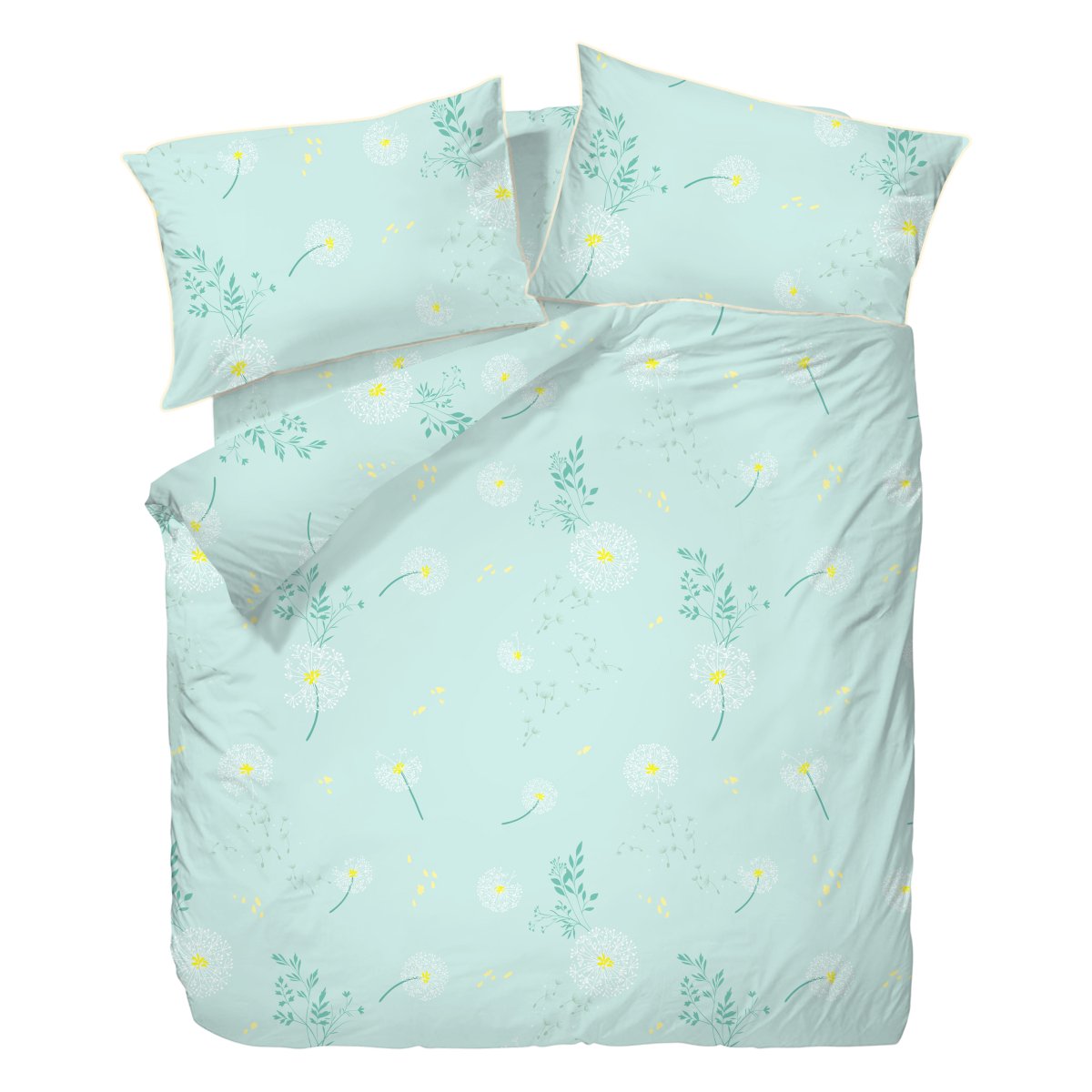 Mint green bedding set with floral patterns